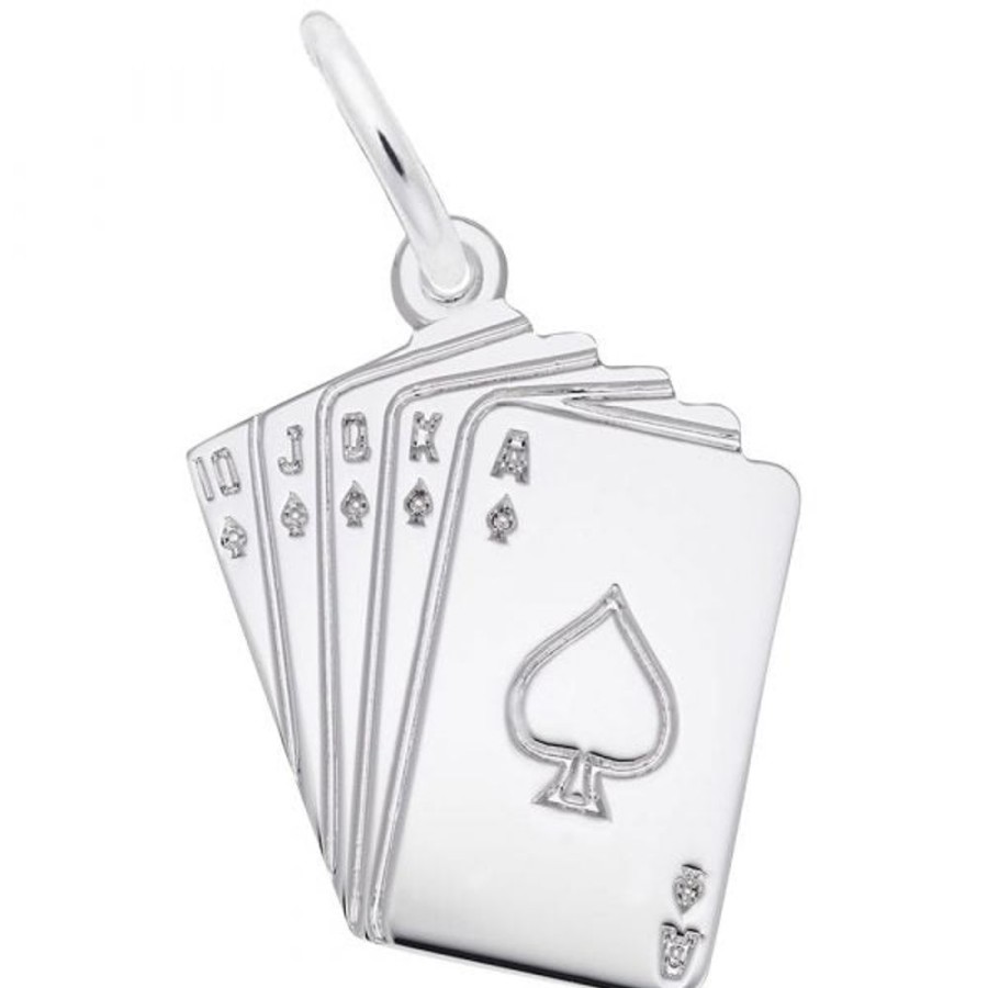 Jewelry Rembrandt | Sterling Silver Royal Flush Cards Charm