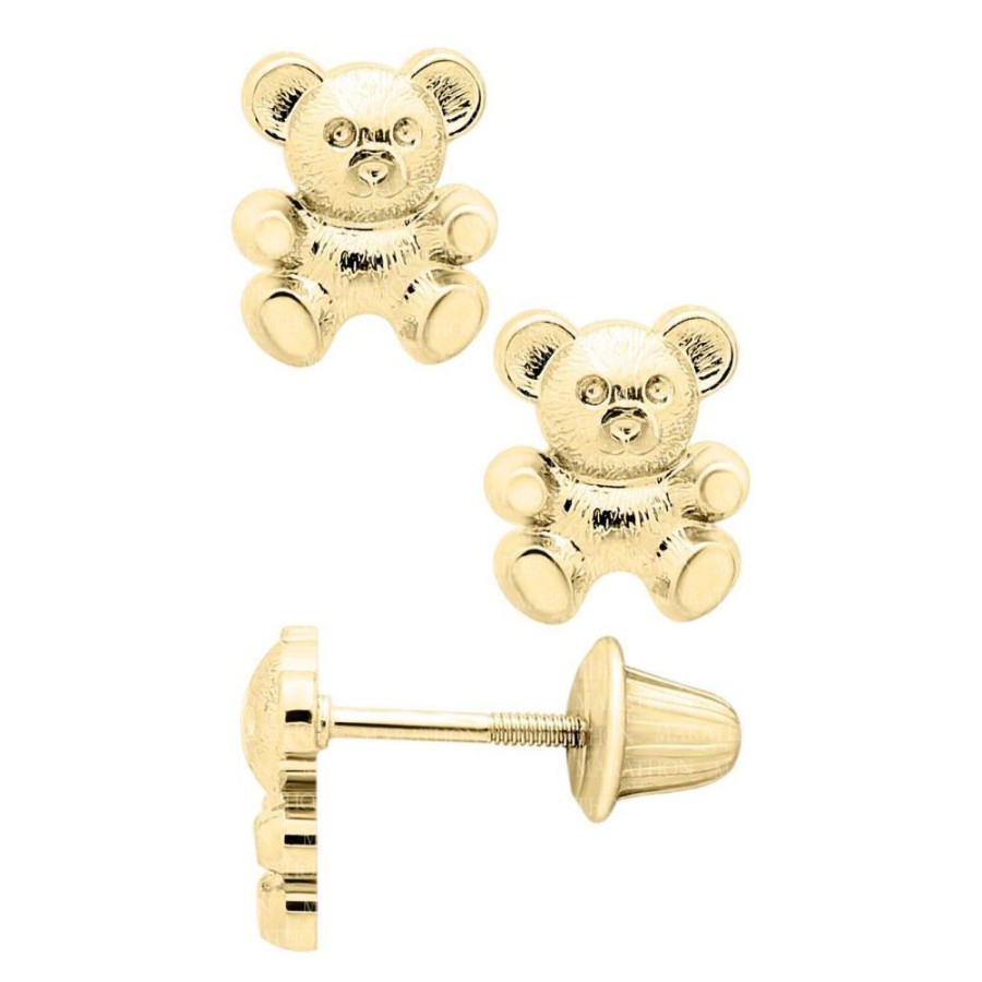 Gifts Smyth Jewelers | 14K Yellow Gold Children'S Teddy Bear Earrings