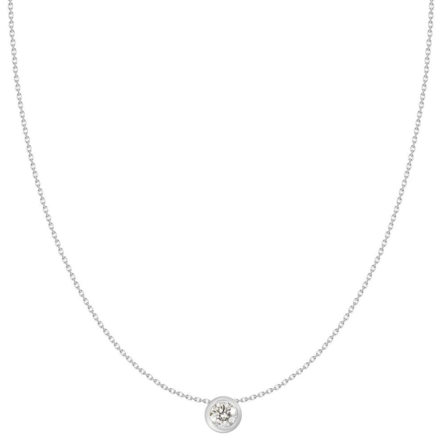 Jewelry Smyth Jewelers | 18K White Gold Diamond Solitaire Bezel Pendant