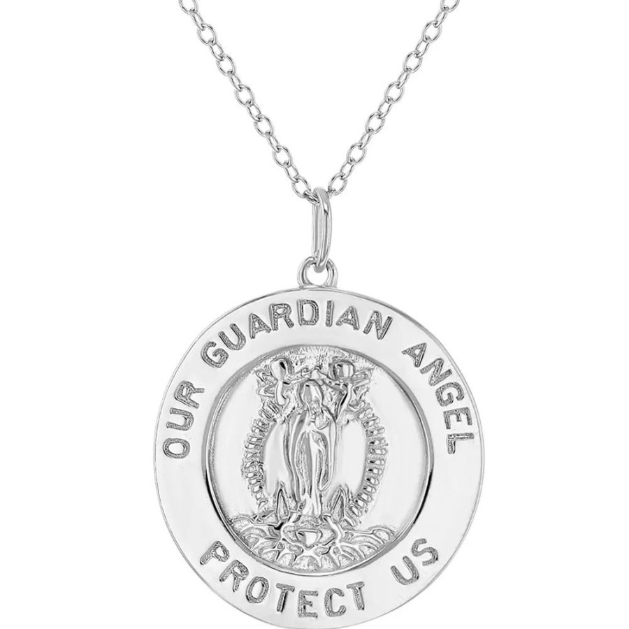 Jewelry Smyth Jewelers | Children'S Sterling Silver Guardian Angel Round Medal Pendant