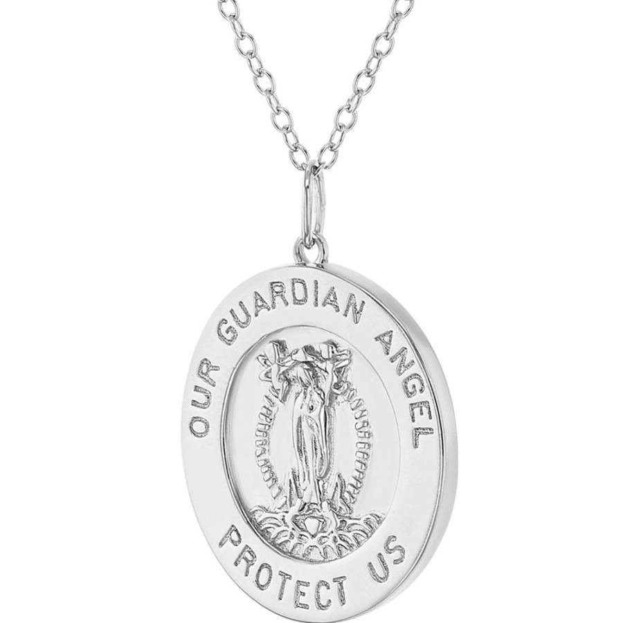 Jewelry Smyth Jewelers | Children'S Sterling Silver Guardian Angel Round Medal Pendant