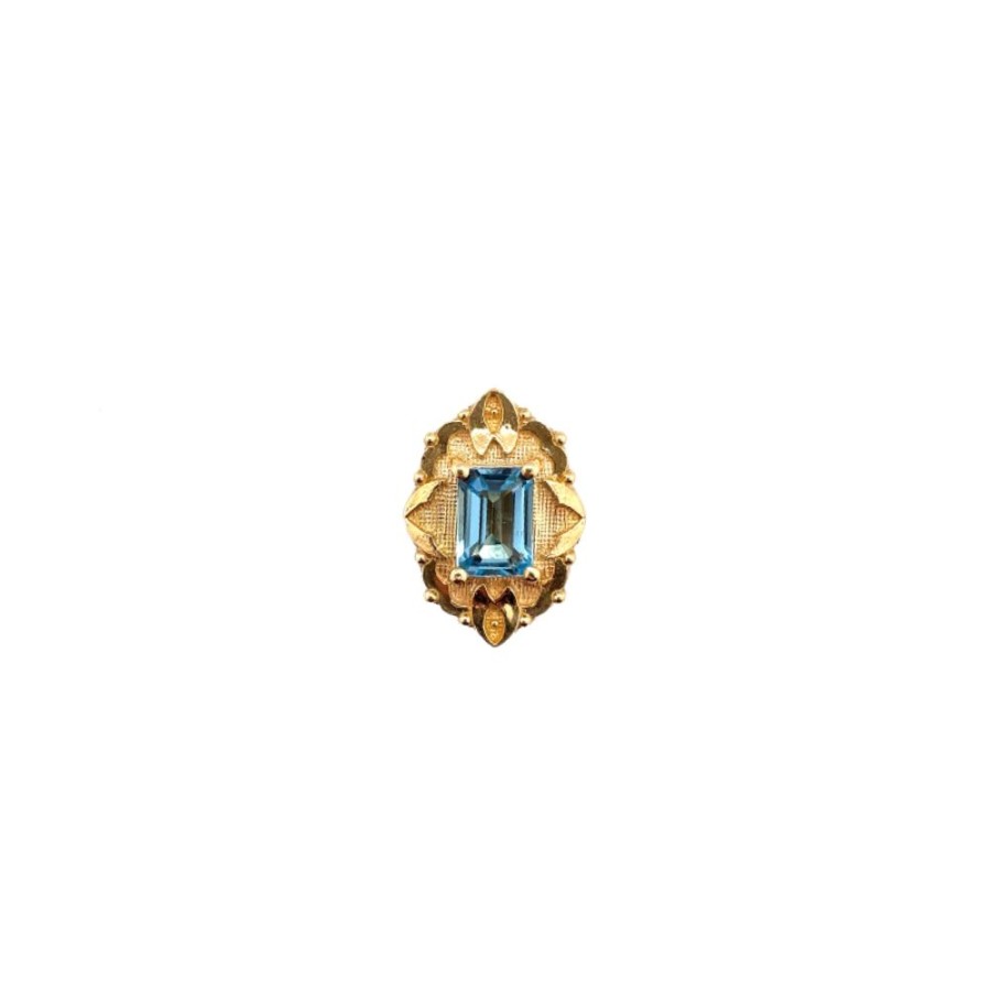 Jewelry Smyth Jewelers | 14K Yellow Gold Emerald Cut Blue Topaz Slide