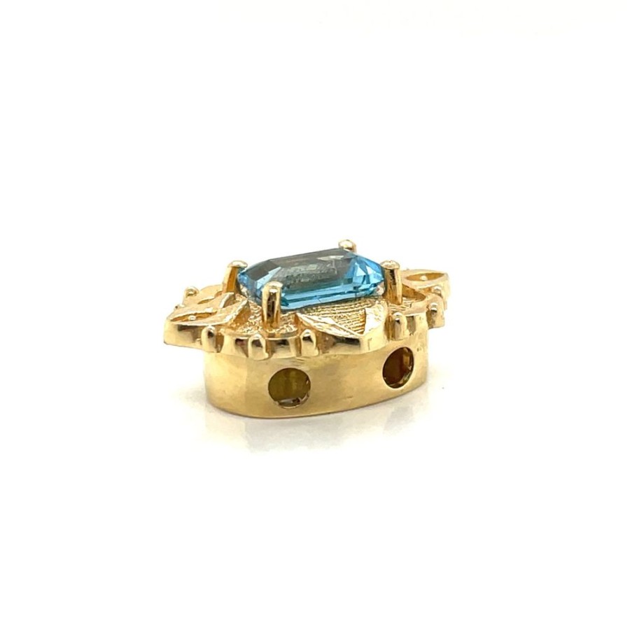 Jewelry Smyth Jewelers | 14K Yellow Gold Emerald Cut Blue Topaz Slide