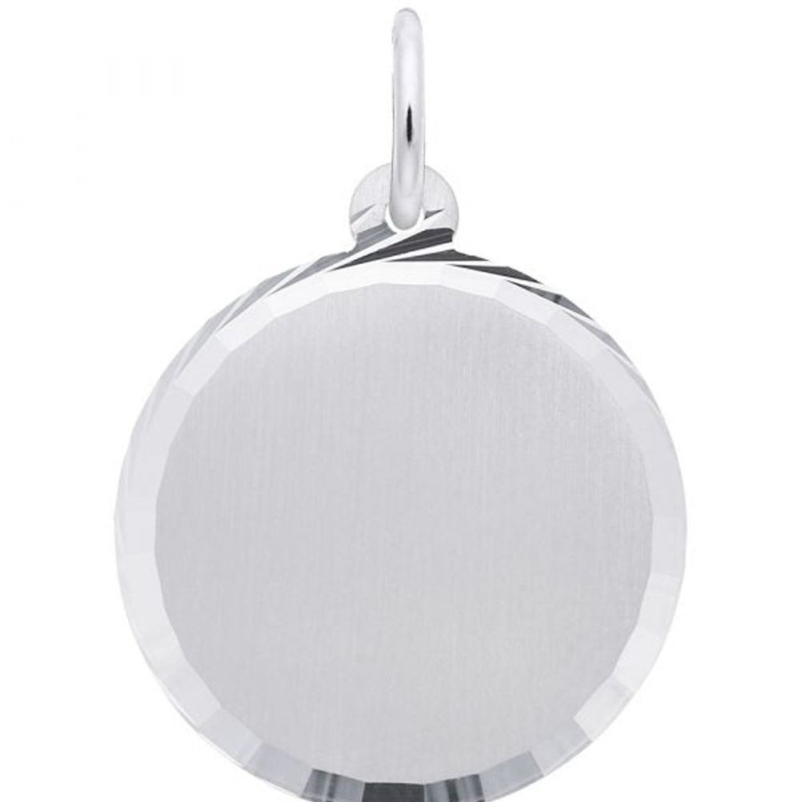 Jewelry Rembrandt | Sterling Silver Disc With Diamond Cut Edge Charm