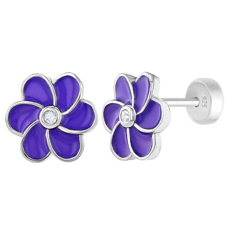 Gifts Smyth Jewelers | Children'S Sterling Silver Purple Enamel Daisy Earrings