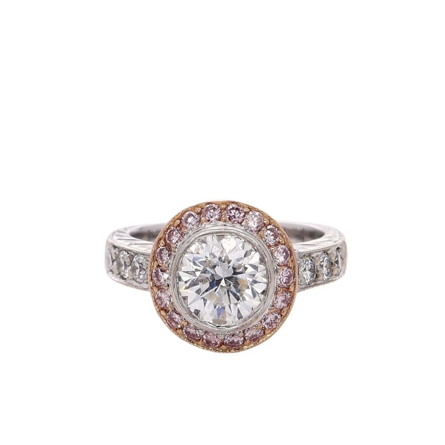 Jewelry Smyth Jewelers | Estate 18K Two Tone Bezel Set Diamond Engagement Ring