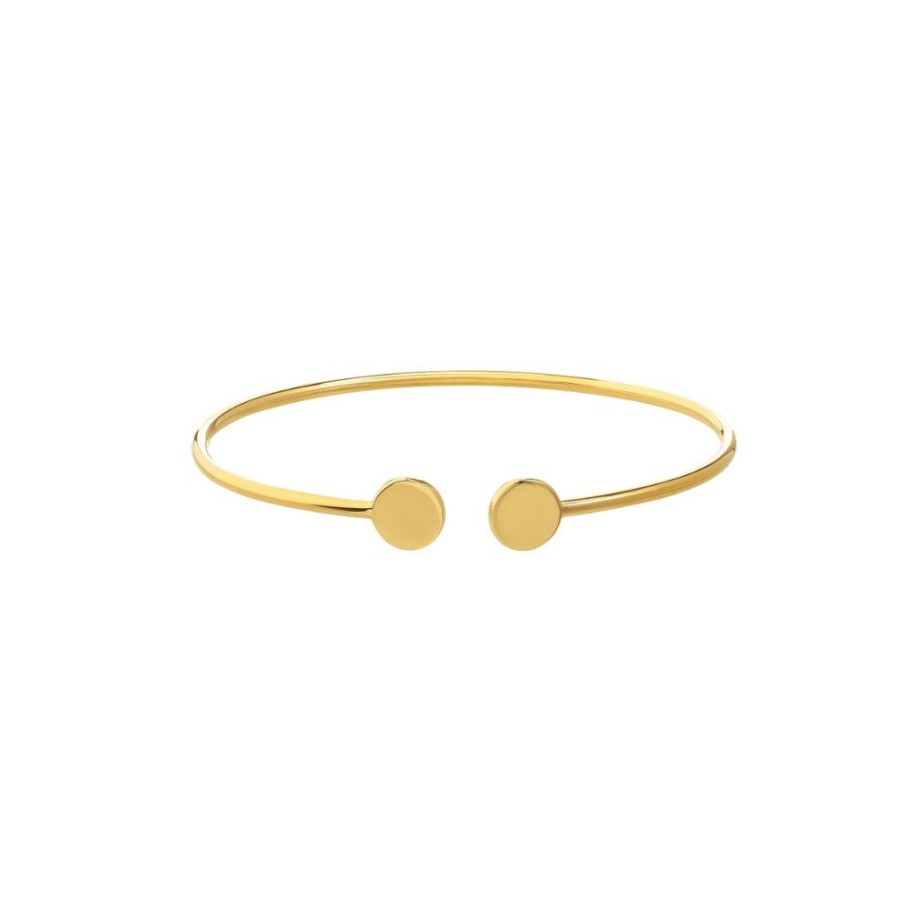 Jewelry Smyth Jewelers | 14K Yellow Gold Cuff Bracelet With Disc Ends