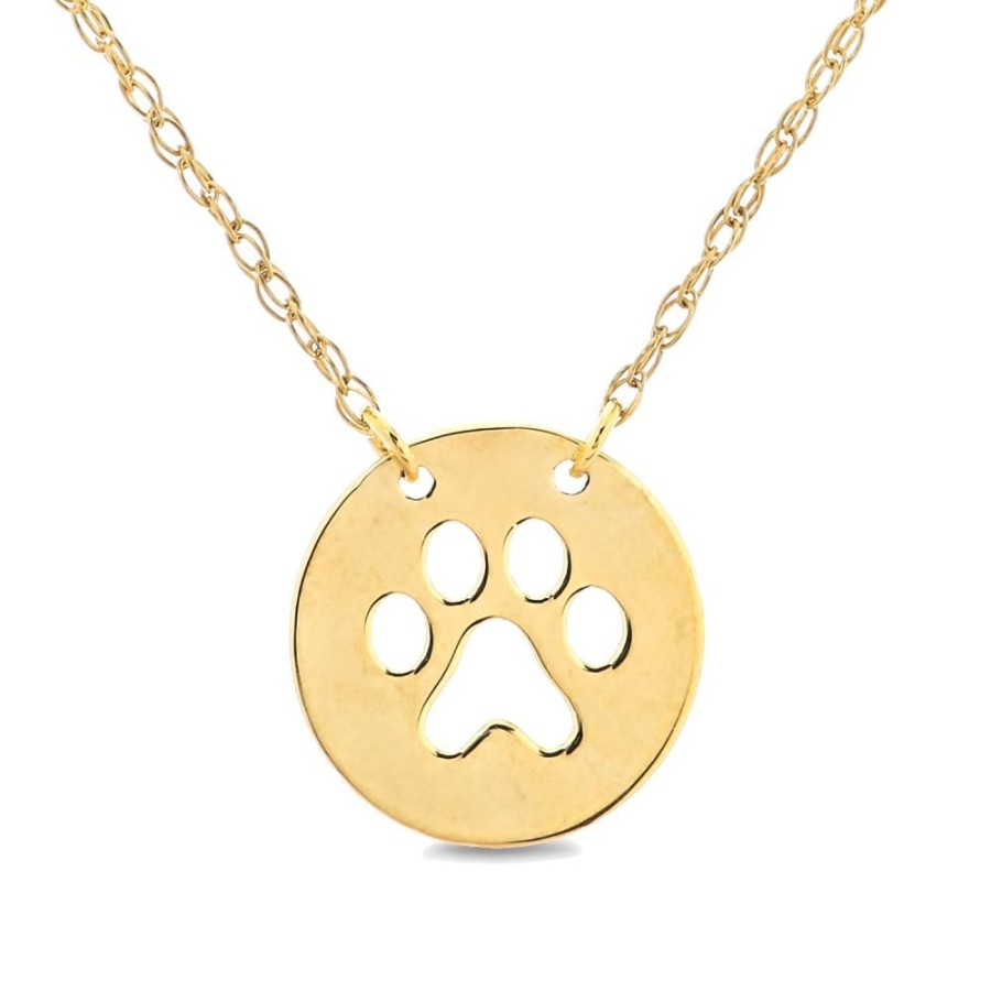 Jewelry Smyth Jewelers | 14K Yellow Gold Mini Paw-Print Pendant 18" Adj