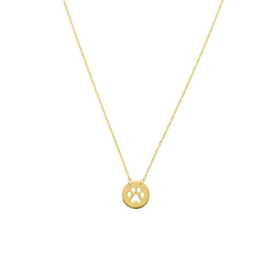 Jewelry Smyth Jewelers | 14K Yellow Gold Mini Paw-Print Pendant 18" Adj