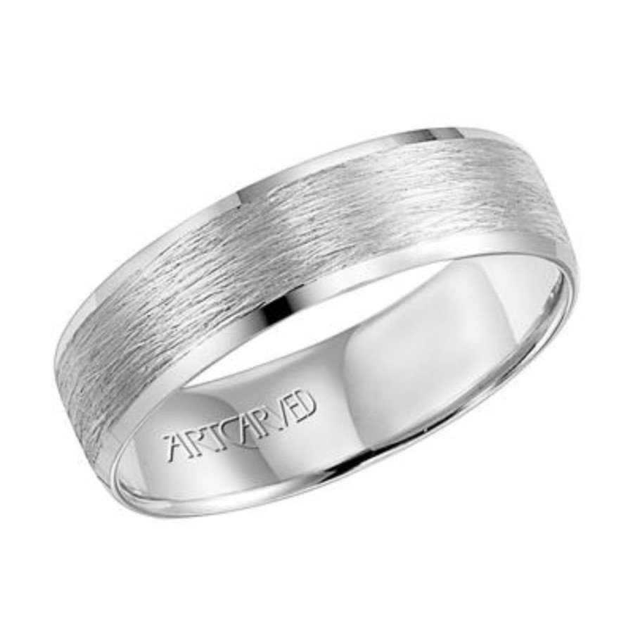 Jewelry Smyth Jewelers | Men'S 6Mm Flat Bevel Edge Carved Wedding Band