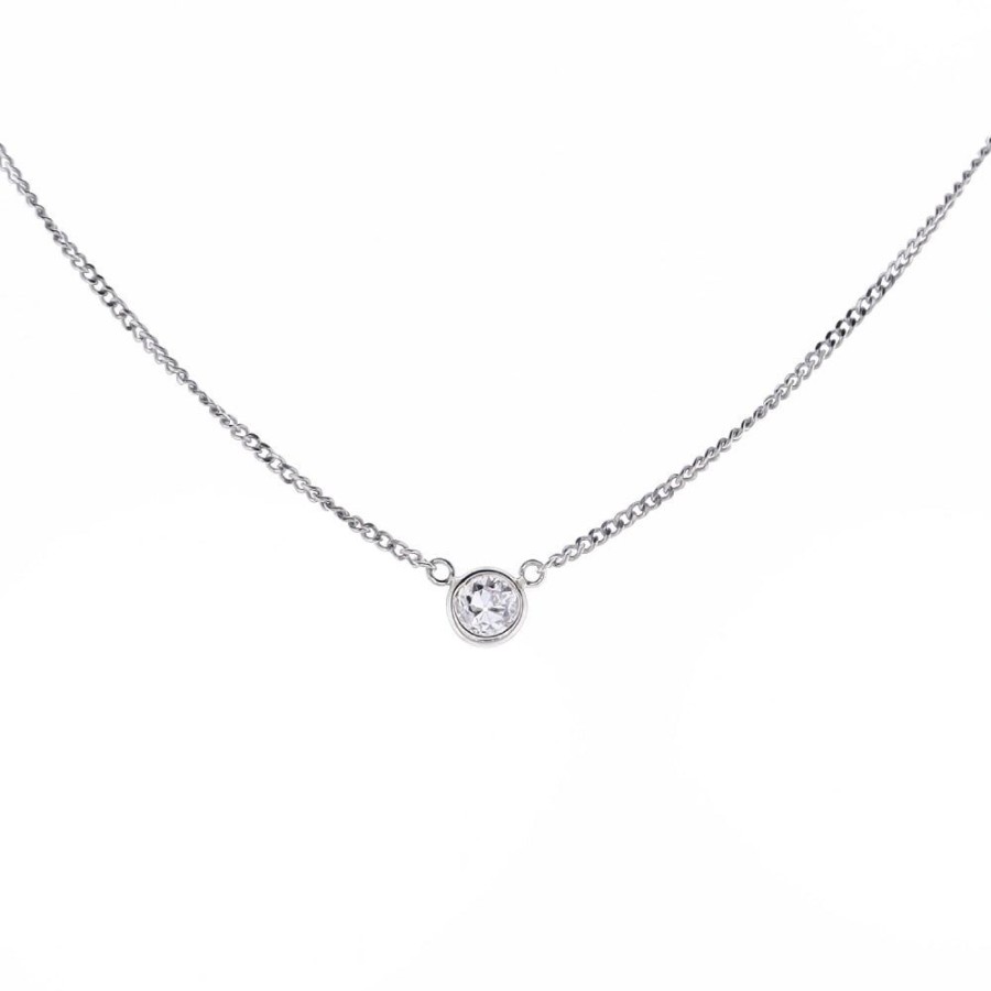 Jewelry Smyth Jewelers | Smyth Jewelers Sterling Silver Round Solitaire Bezel Pendant - 0.18-0.