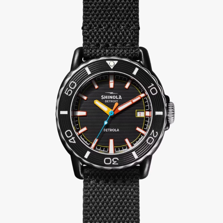 Timepieces Shinola | Shinola Detrola Sea Creatures 40Mm Black Dial/Black Nylon Strap Quartz