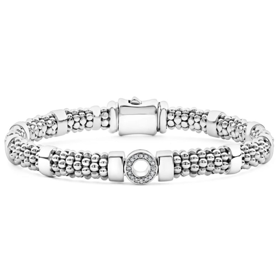 Jewelry Lagos | Lagos Small Single Station Diamond Circle Caviar Bracelet