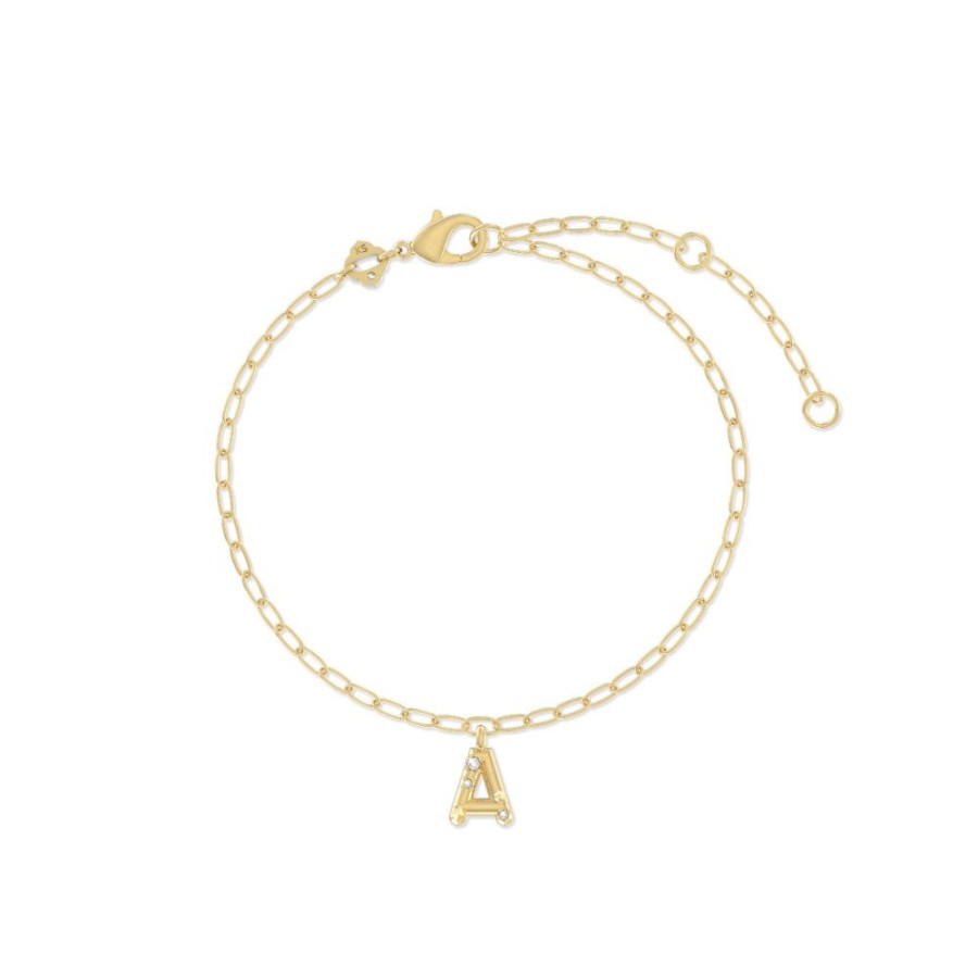 Jewelry Kendra Scott | Kendra Scott Crystal Letter Delicate Gold Chain Bracelet