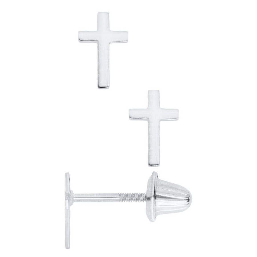 Jewelry Smyth Jewelers | Children'S Sterling Silver Cross Stud Earrings