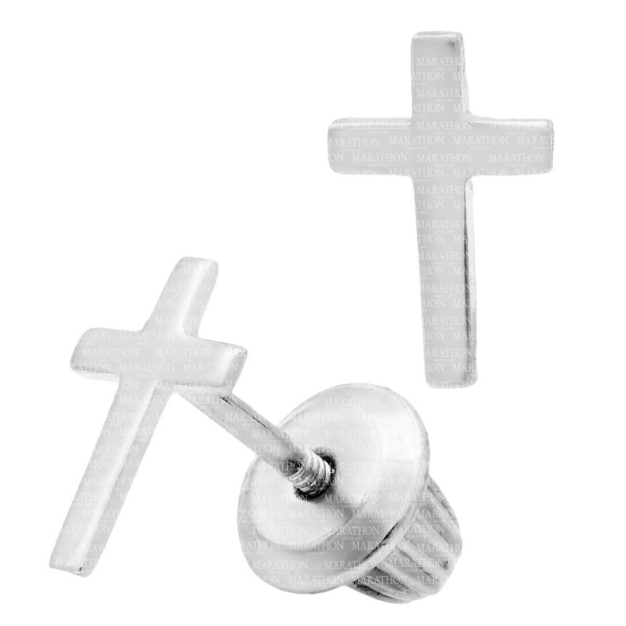 Jewelry Smyth Jewelers | Children'S Sterling Silver Cross Stud Earrings