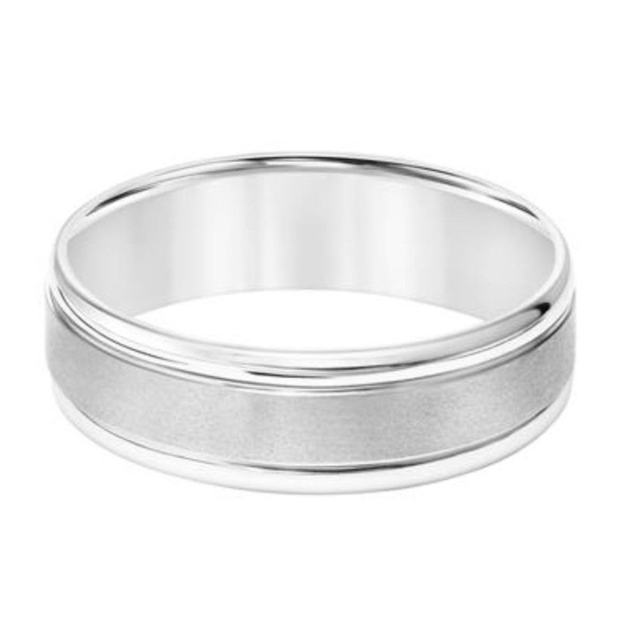 Jewelry Frederick Goldman | Men'S 6.5Mm Platinum Brush Finish Wedding Band