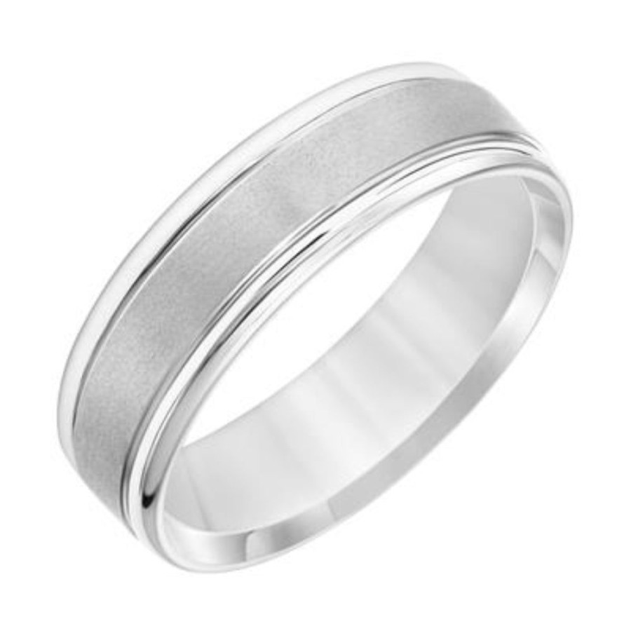 Jewelry Frederick Goldman | Men'S 6.5Mm Platinum Brush Finish Wedding Band