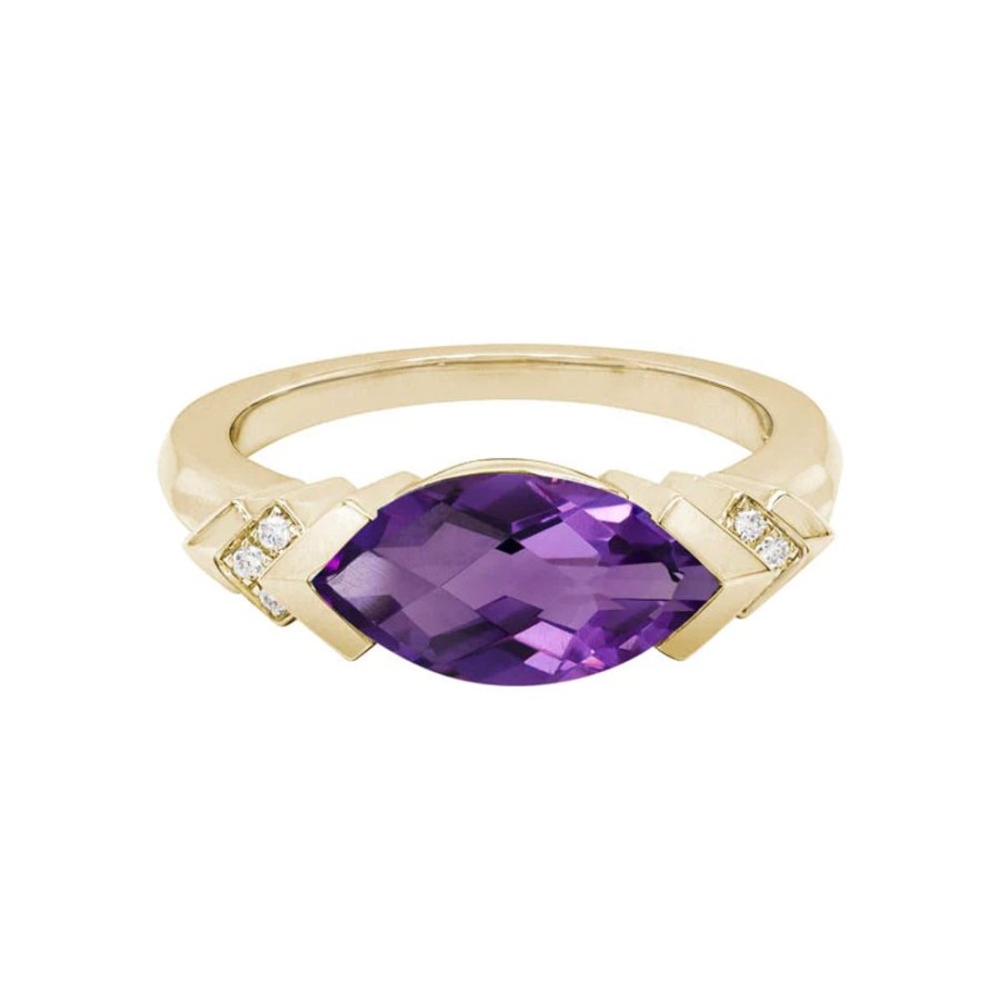 Jewelry Smyth Jewelers | 14K Gold Amethyst And Diamond Accent Ring