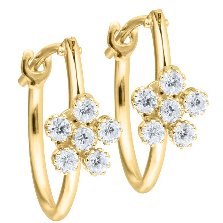 Jewelry Smyth Jewelers | Children'S 14K Gold Petite Flower Cz Earrings