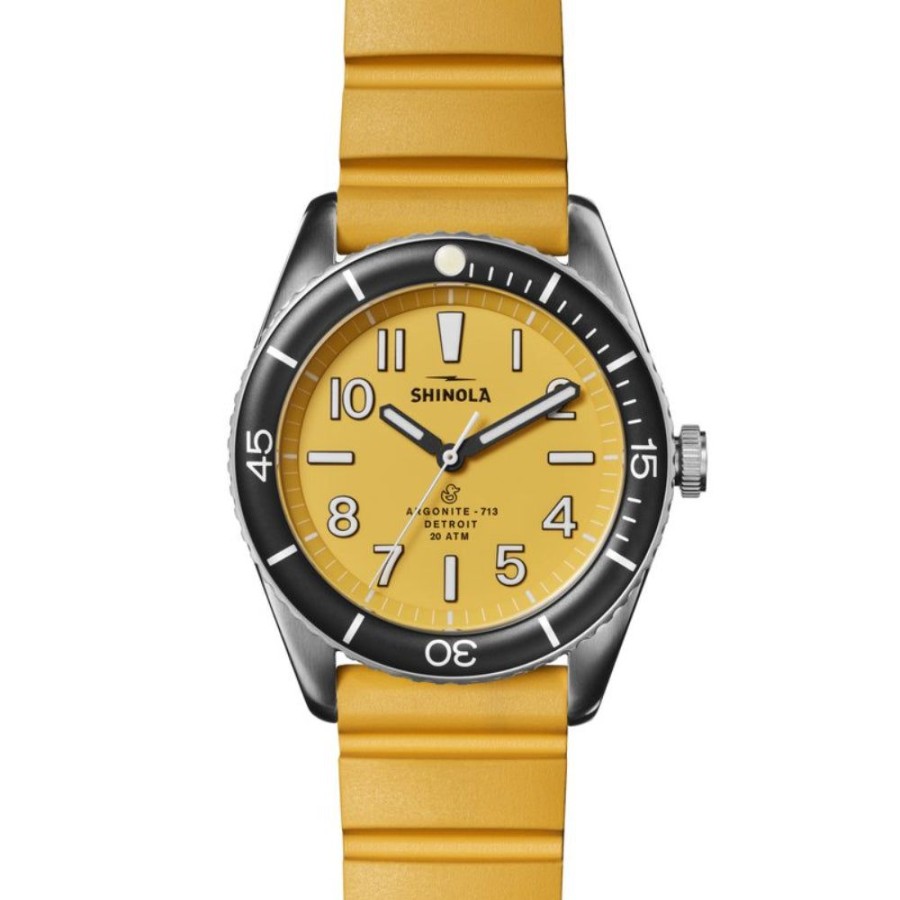 Timepieces Shinola | Shinola "The Duck" Dive 42Mm Dial And Rubber Strap Quartz Canary