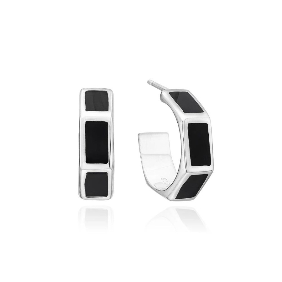 Jewelry Anna Beck | Anna Beck Black Onyx Inlay Hoop Earrings