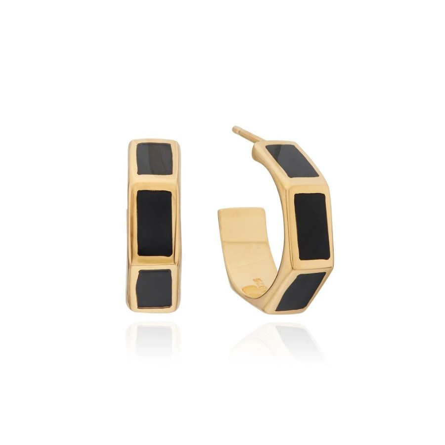 Jewelry Anna Beck | Anna Beck Black Onyx Inlay Hoop Earrings