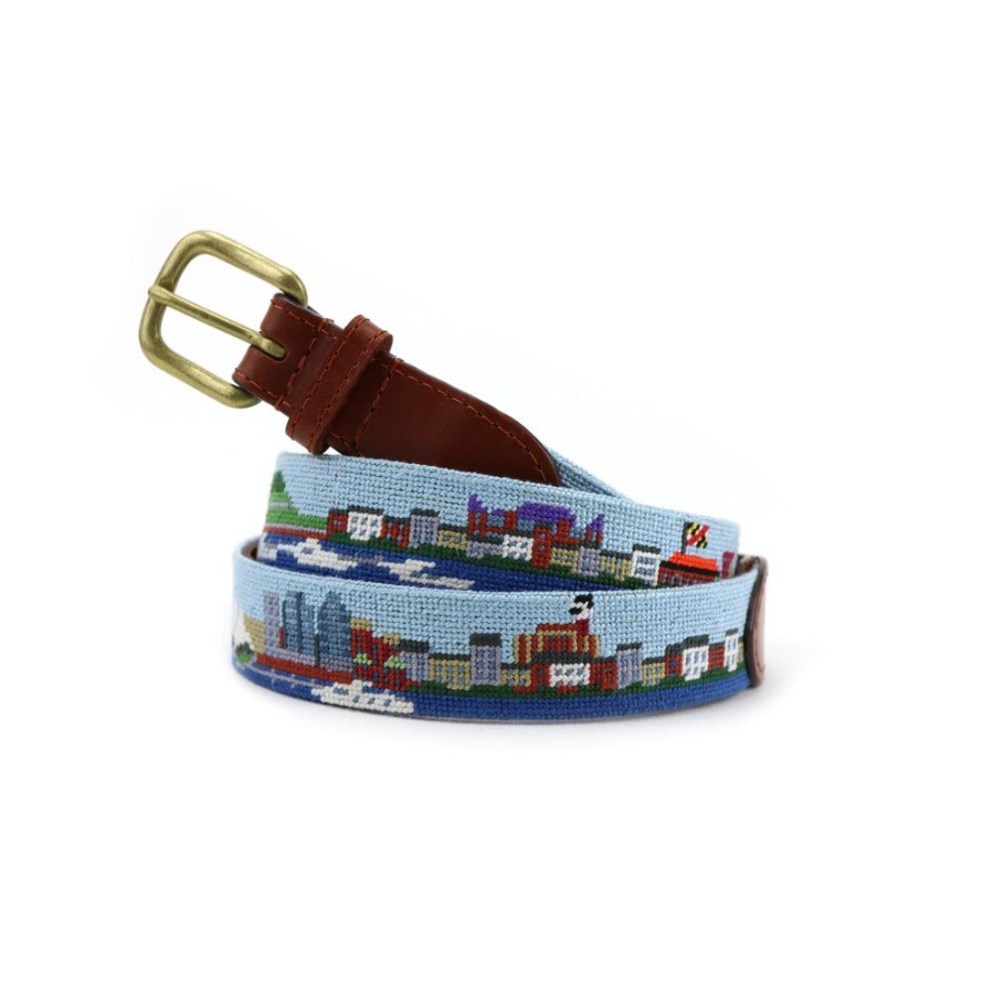 Gifts Smathers u0026 Branson | Smathers & Branson Baltimore Inner Harbor Needlepoint Belt - Exclusive