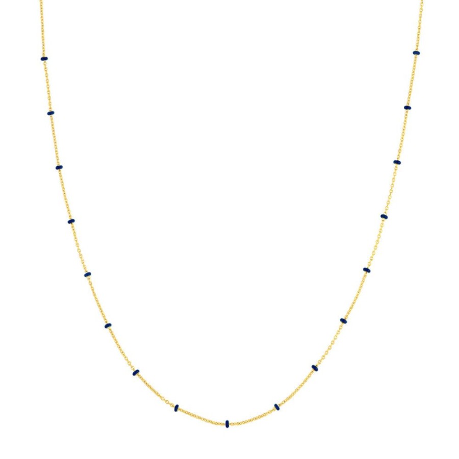 Jewelry Smyth Jewelers | 14K Gold Chain With Blue Enamel Stations