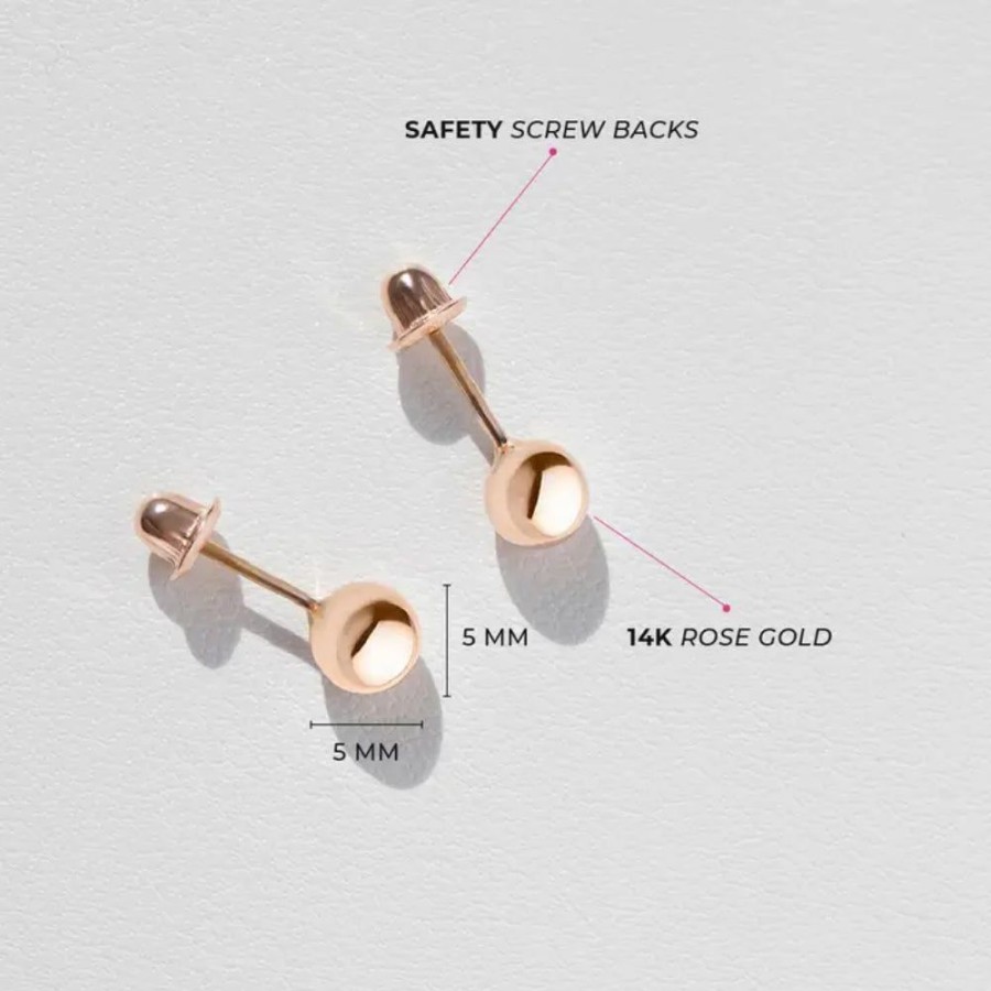 Gifts Smyth Jewelers | Children'S 14K Rose Gold 5Mm Ball Stud Earrings