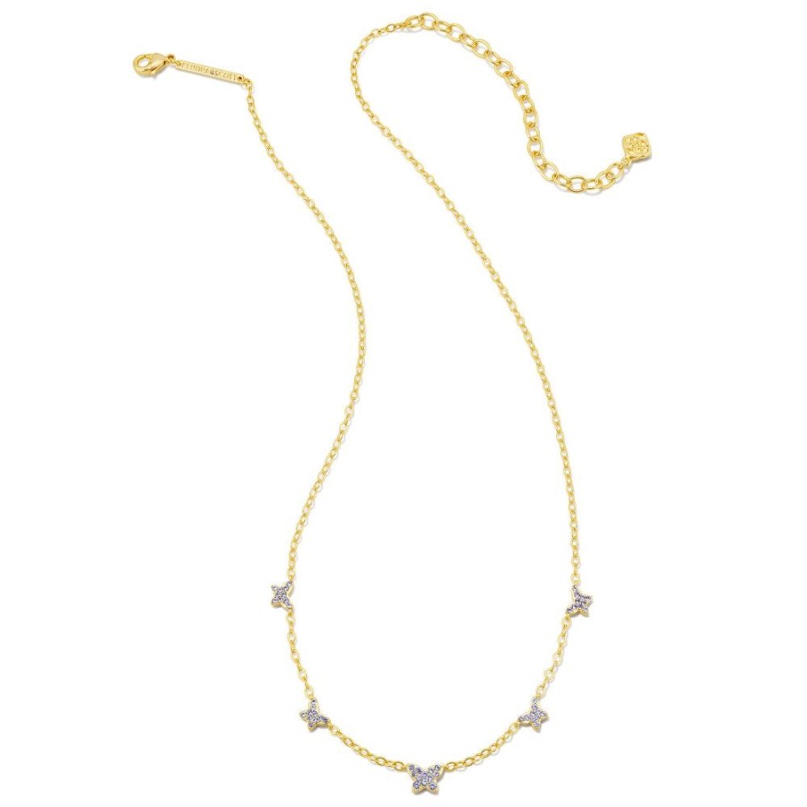 Jewelry Kendra Scott | Kendra Scott Lillia Butterfly Gold Strand Necklace In Crystal