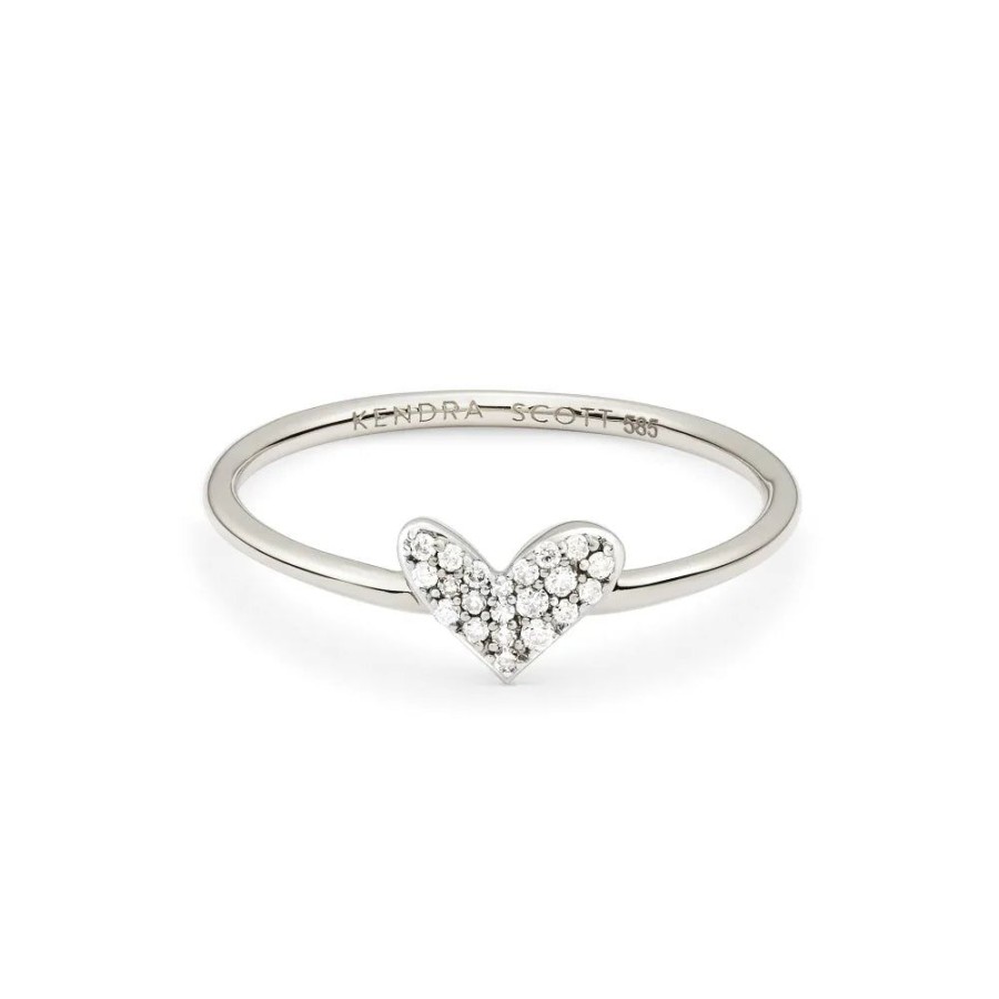 Jewelry Kendra Scott | Kendra Scott Heart 14K White Gold Band Ring In White Diamond