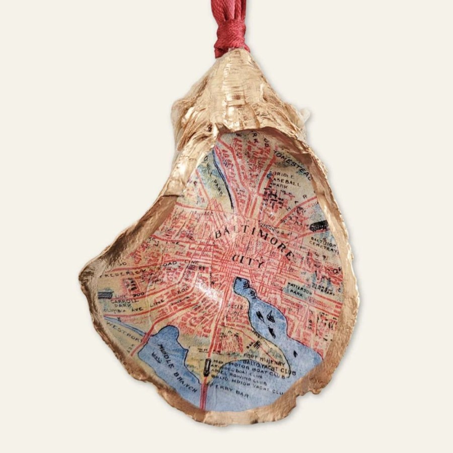 Gifts Smyth Jewelers | Baltimore, Md Map Oyster Shell Ornament