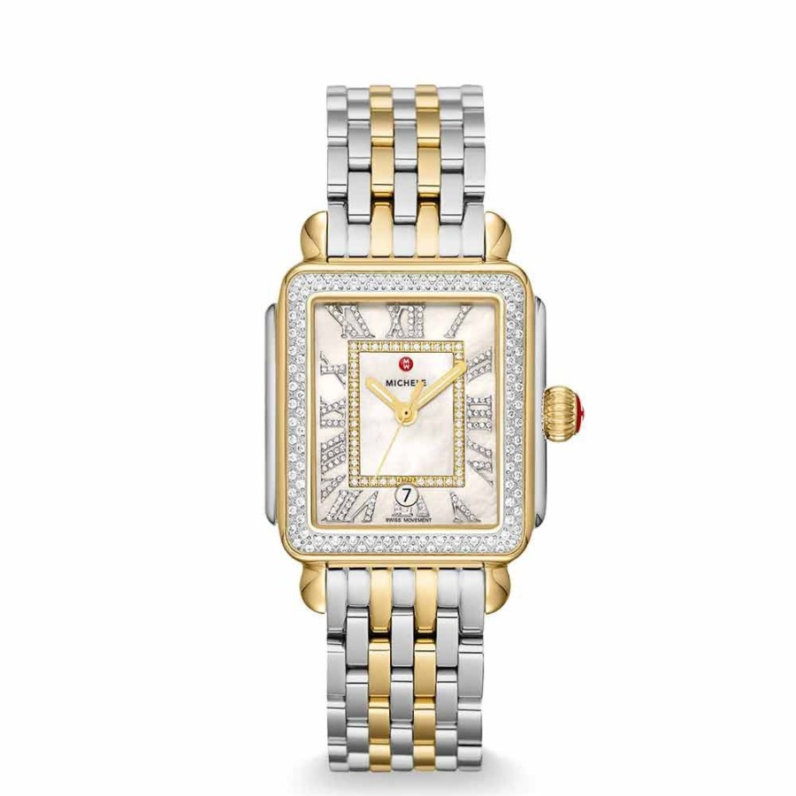 Timepieces Michele | Michele Deco Madison Stainless Steel Two-Tone Diamond Watch