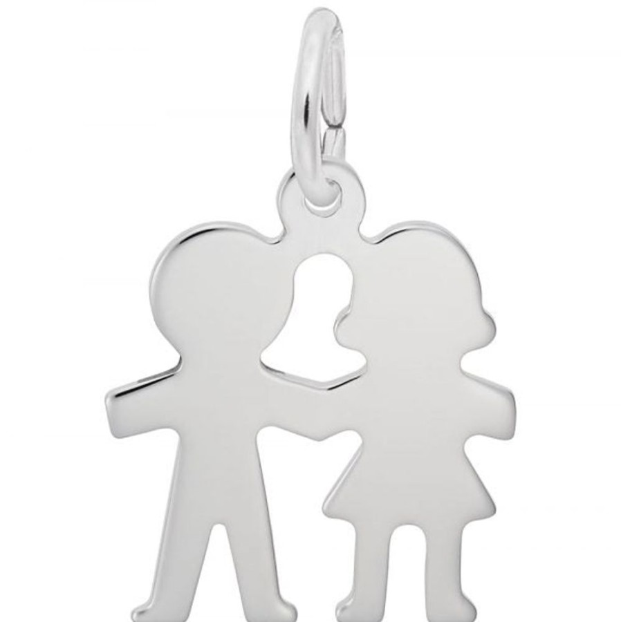 Jewelry Rembrandt | Sterling Silver Boy And Girl Holding Hands Charm