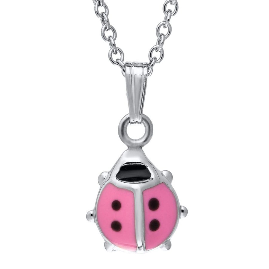 Jewelry Smyth Jewelers | Children'S Sterling Silver Pink Lady Bug Necklace 15"