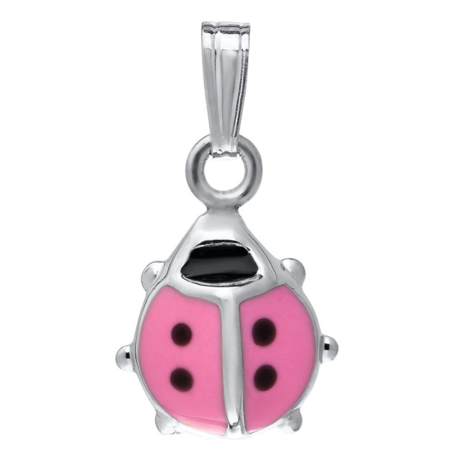 Jewelry Smyth Jewelers | Children'S Sterling Silver Pink Lady Bug Necklace 15"