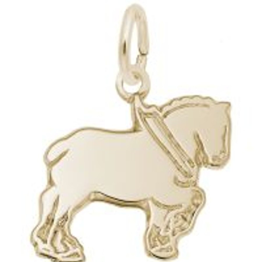 Jewelry Rembrandt | 14K Yellow Gold Engravable Clydesdale Charm Pendant