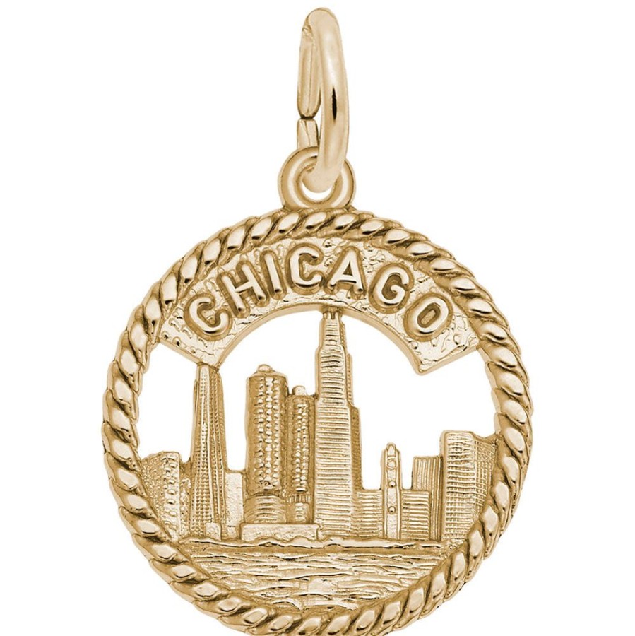 Jewelry Rembrandt | 14 Yellow Gold Chicago Skyline Charm