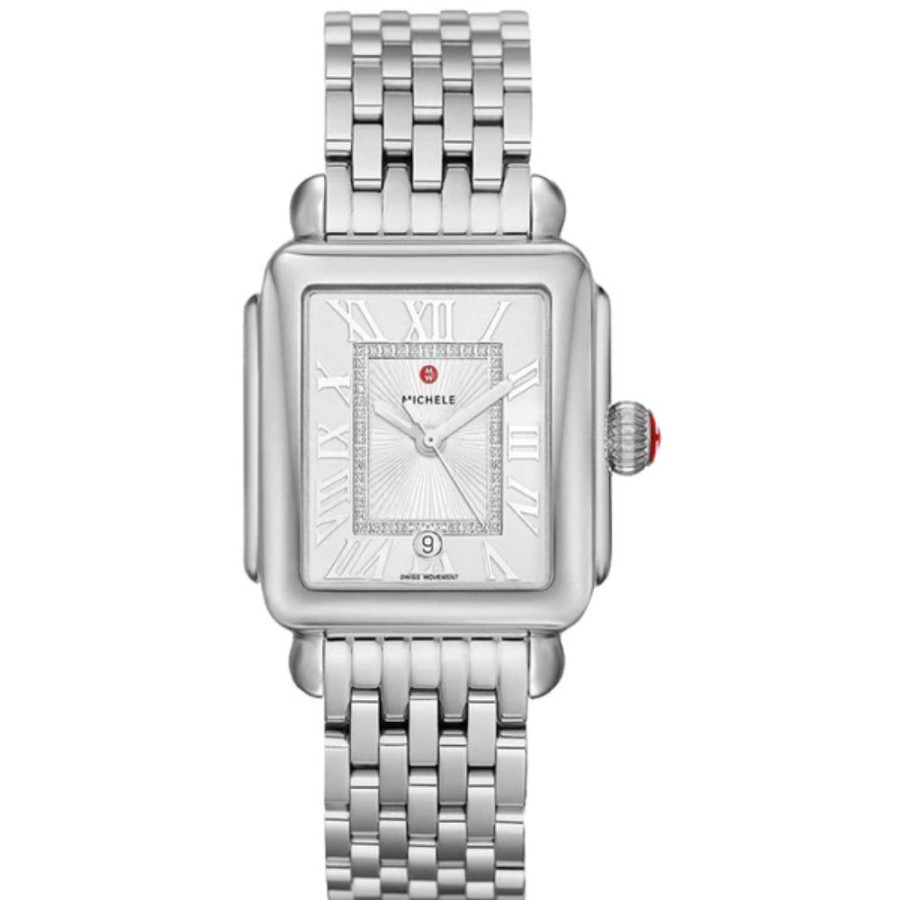 Timepieces Michele | Michele Deco Madison Stainless Diamond Dial Watch