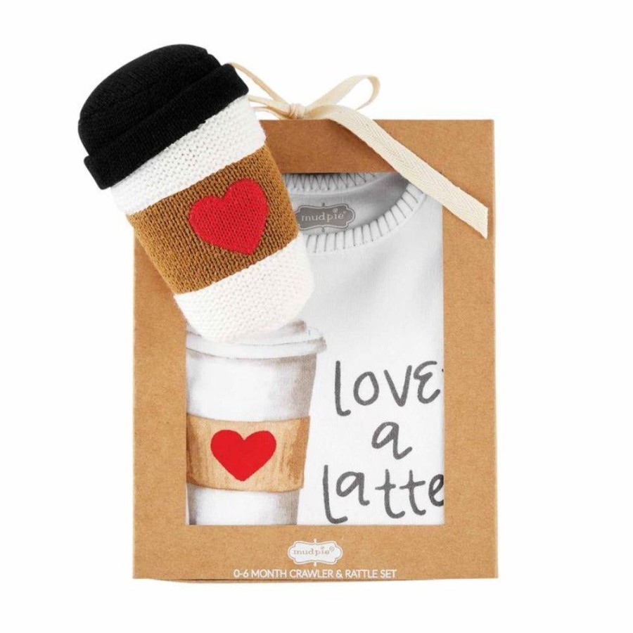 Gifts Mud Pie | Mud Pie Latte Rattle Crawler Set