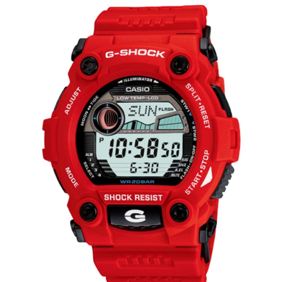 Timepieces casio | G- Shock Digital Rescue Tide & Moon - Red