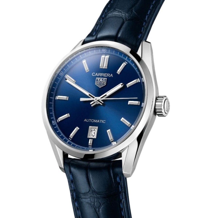 Timepieces TAG Heuer | Tag Heuer Gents Carrera 39Mm Automatic - Blue/Blue Leather