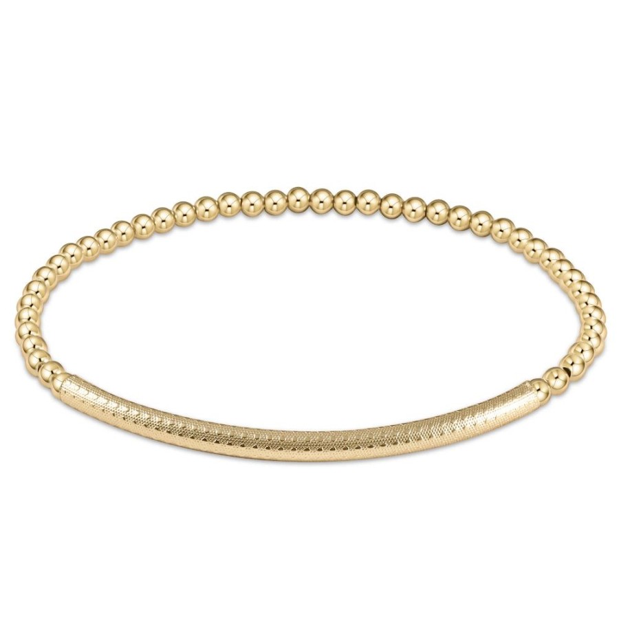 Jewelry enewton | Enewton Bliss Bar Textured 3Mm Bead Bracelet - Gold