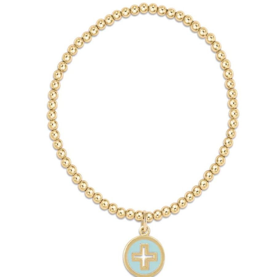 Jewelry enewton | Enewton Egirl 3Mm Beaded Bracelet With Signature Cross Disc Charm