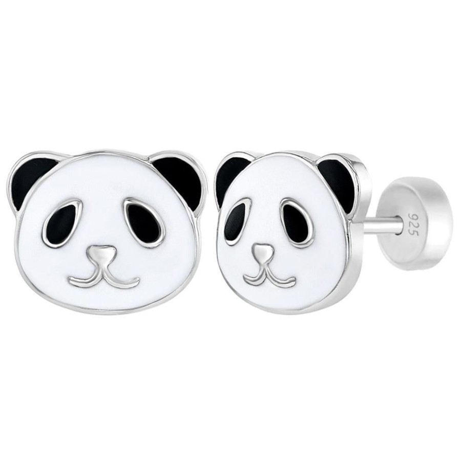 Jewelry Smyth Jewelers | Children'S Sterling Silver Panda Enamel Stud Earrings