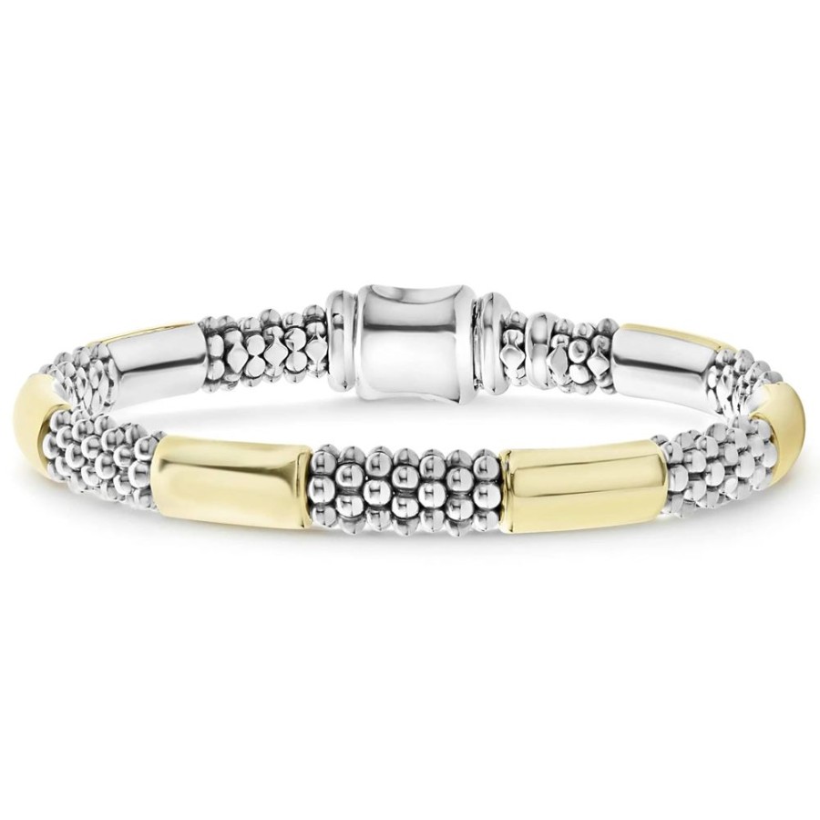 Jewelry Lagos | Lagos High Bar Gold Station Caviar Bracelet