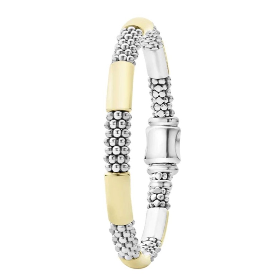 Jewelry Lagos | Lagos High Bar Gold Station Caviar Bracelet