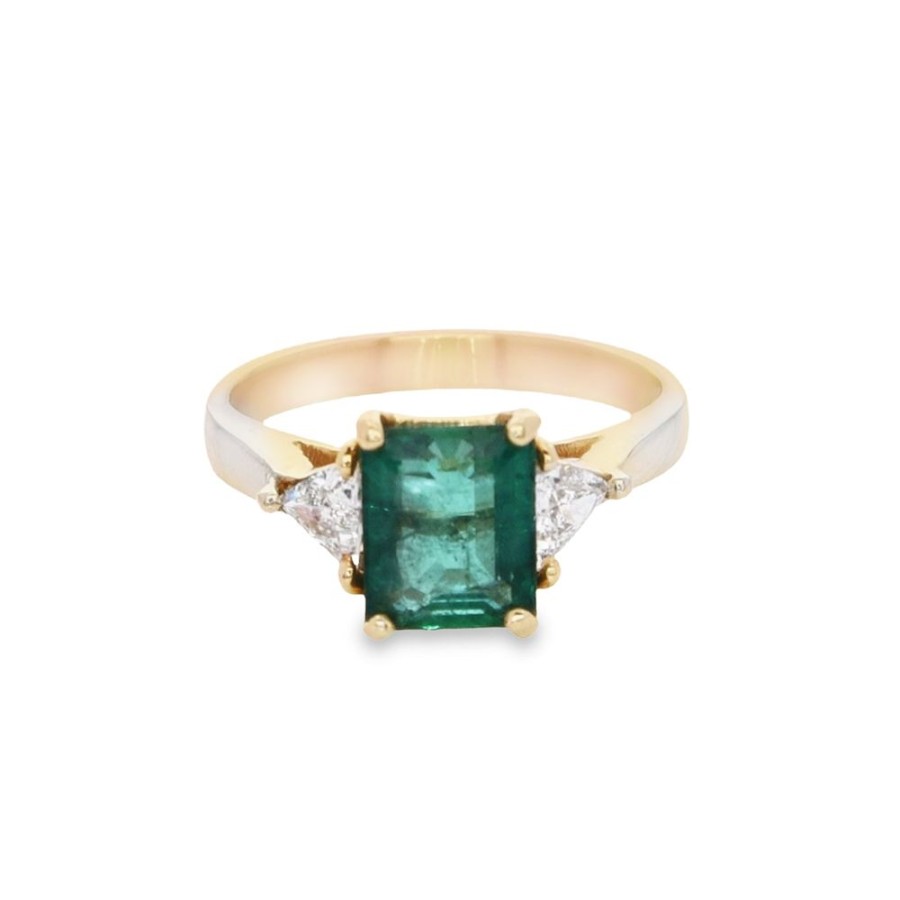 Jewelry Smyth Jewelers | Estate 14K Yellow Gold Emerald And Diamond Ring