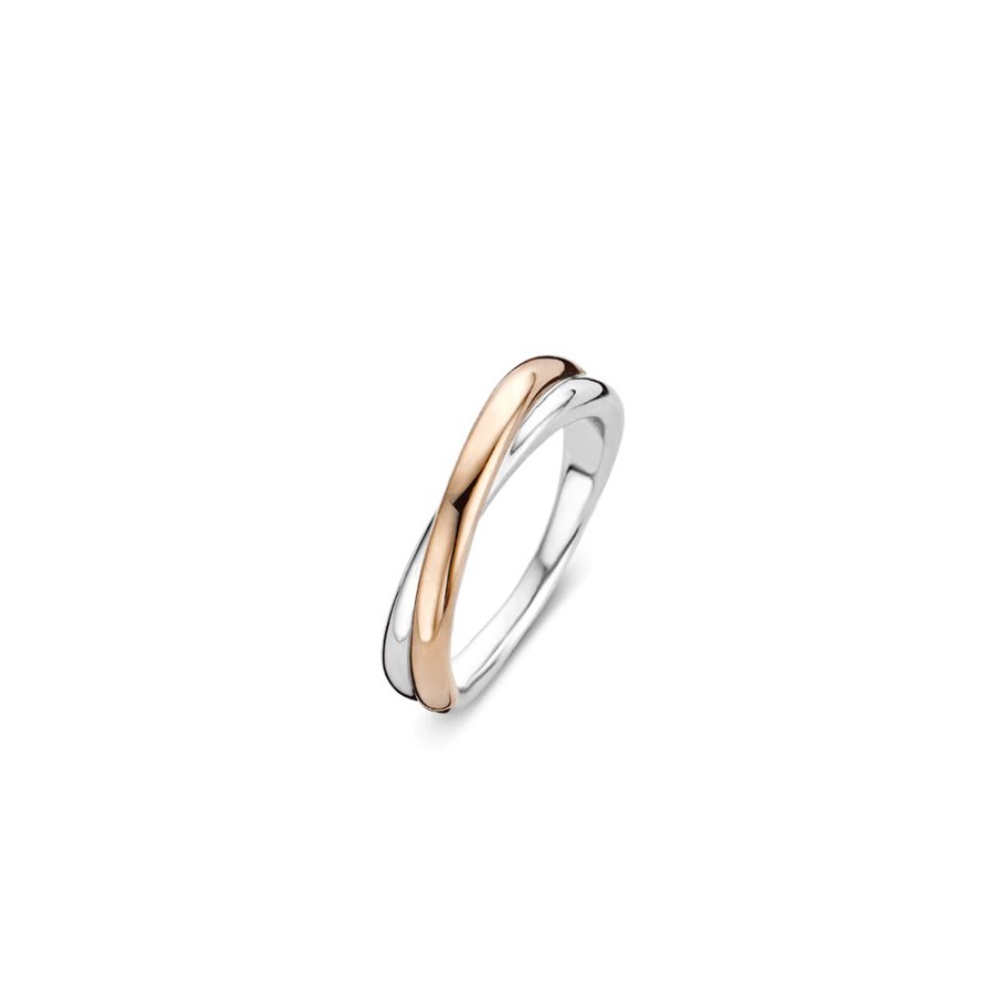 Jewelry TI SENTO - Milano | Ti Sento-Milano Sterling Silver/Rose Gold Plated Crossover Ring